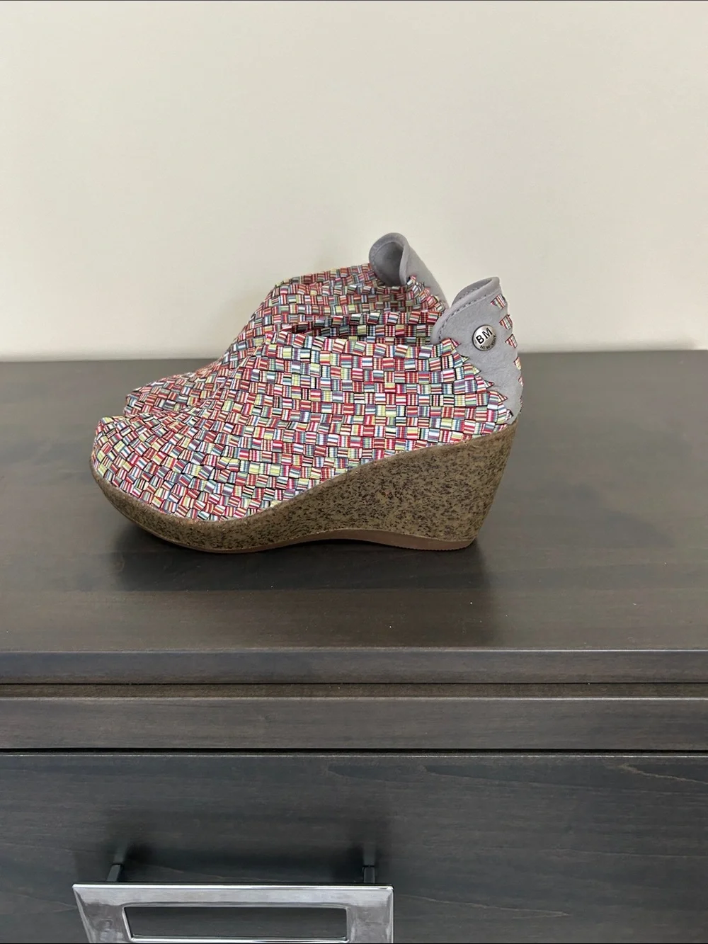 bernie mev. Multicolor Woven Wedge Slip-Ons
